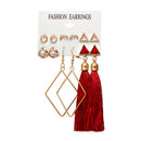 Bohemian Earring Long Tassel Drop Earrings Set For Women Girl Fashion Geome