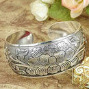 Tibetan Tibet Peony Totem Carved Bangle Cuff Fashion Adjustable Bracelet Je M8X5