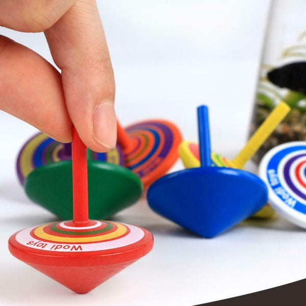 Wood Gyro Kids Toys Relief Stress Desktop Spinning Top Toys Gifts (Circle)