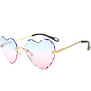 Set of 5 Heart Frame Rimless Sunglasses Classic Tinted Lens Eyewear Shades