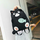 Fashion Cat Print Travel Backpacks Women Canvas Shoulder Top-handle Bags