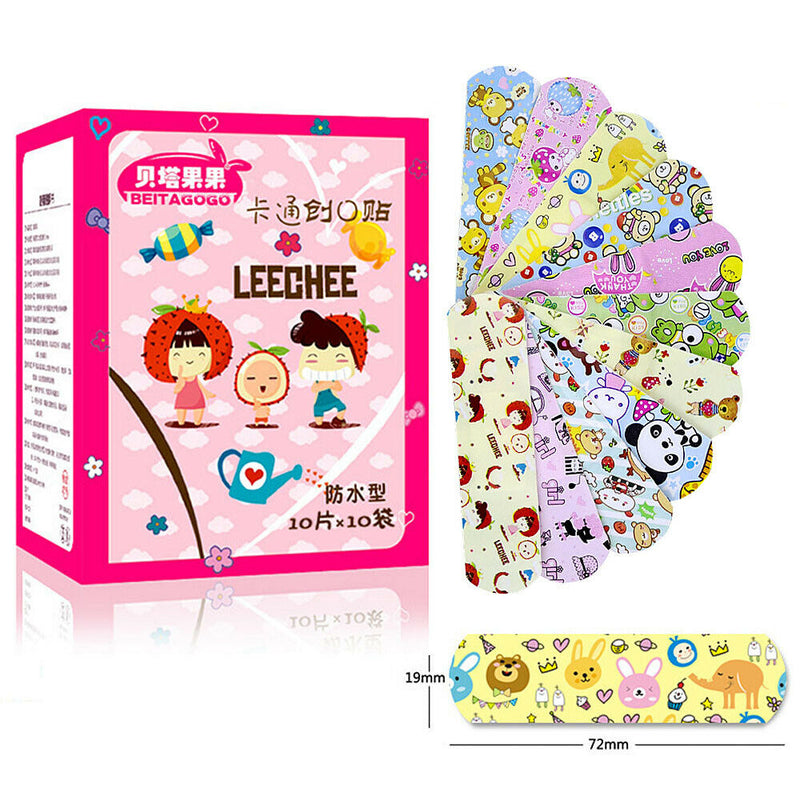 100PCs Cute Cartoon Woundplast Adhesive Bandage Wound Stickers for kids