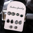 5Pairs  Boho Water Drop Crystal Rhinestone Stud Earrings Women Party Jewelry JR