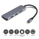 Type-C USB C Hub 5 in1 USB-C to 4K HDMI USB 3.0 SD TF Card Reader Adapters M&O