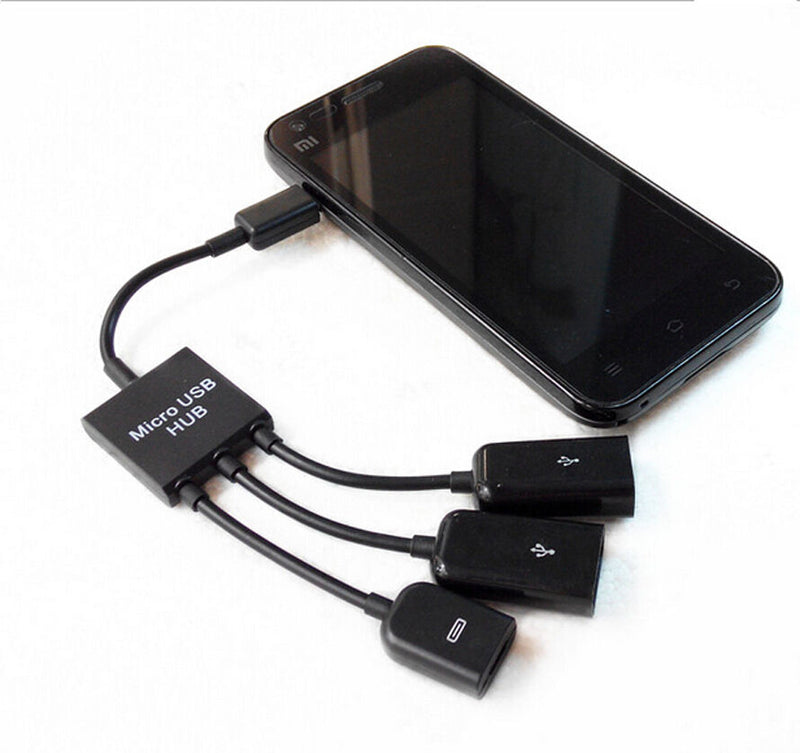 Chic 3in1 Micro USB HUB Male to Female and Double USB 2.0 Host OTG Adapter Cable