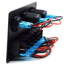 USB Charging ABS 12V 24V 6 Gang Rocker Switch Panel Dual USB Waterproof Cir
