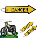 Yellow Danger Keychain Embroidery Luggage Tag Motorcycle Key Chain Ring Nice