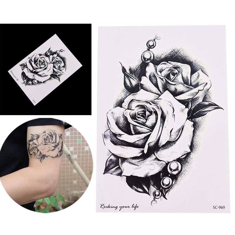 Makeup Rose Flower Tattoo Arm Body Art Waterproof Temporary Tattoo Stickers Bj