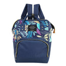 Mummy Maternity Backpacks Plant Print Baby Diaper Shoulder Bags (Blue)