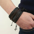 Man European Hot Retro Multilevel Cowhide Handmade Woven Bracelet A