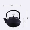 Style Cast Iron Kettle Teapot Comes With Strainer Tea Pot 300ml (Black) F7S2