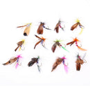 12pcs Fly Fishing Lure Set Style Insect Artificial Bait Feather Single Hook