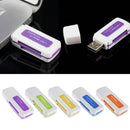 2x Portable 4 in 1 Memory Multi Card Reader USB 2.0 for SD/TF Cards Home Tackle