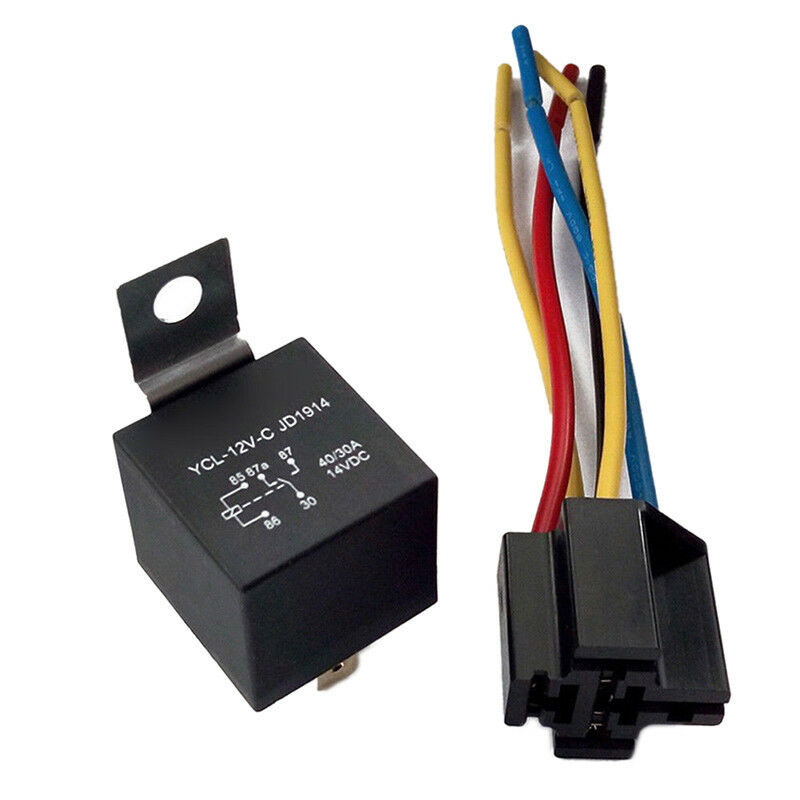 1X DC 12V Car SPDT Automotive Relay 5 Pin 5 Wires Harness Socket 30/40 Amp Gw