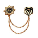 Retro Alloy Chain Brooch Pins Anise Star Shield Army Badge Mens Accessories