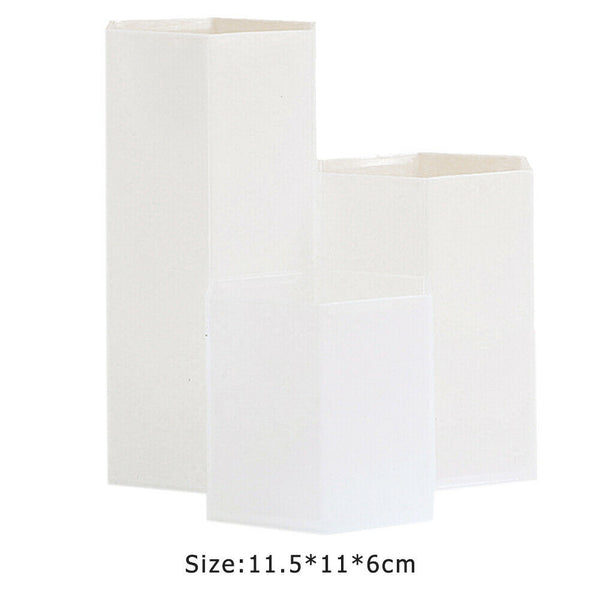 3 Lattices Makeup Brush Storage Box Cosmetics Pen Holder Organizer (White) A#S