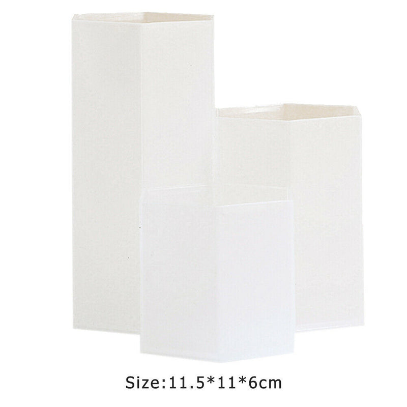 3 Lattices Makeup Brush Storage Box Cosmetics Pen Holder Organizer (White) A