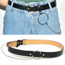 Gothic Chain Belt Circle Hollow Out Punk Unisex Adjustable Leather Buckle Bel OZ