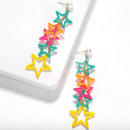 Multi-Color Exaggerated Stars Tassel Earrings Ladies Hollow Five-Pointed St