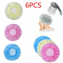 6Pcs Women Waterproof Plastic Dot Shower Bathing Salon Hair Cap Hat Lady Elastic