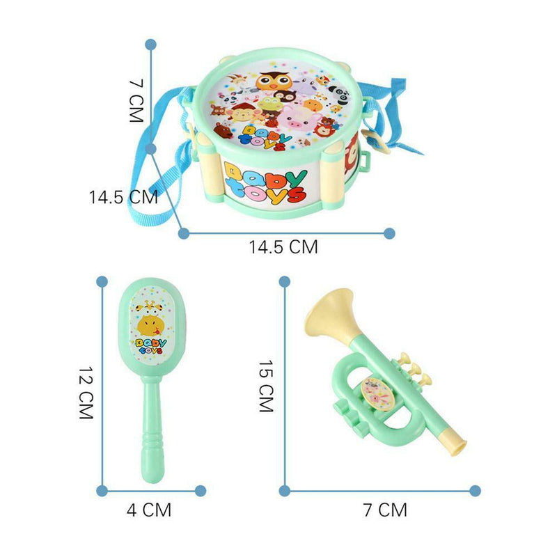 6pcs/set Baby Drum+Drumsticks+Trumpet Kids Jazz Drum Musical Instruments