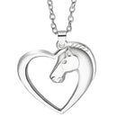 Fashion New Jewelry Plated White K Horse In Heart Necklace Pendant Necklace OZ