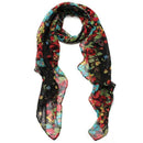 Black Scarf Shawl Scarf Stole Flower Long Cotton Scarf Women Floral Gifts