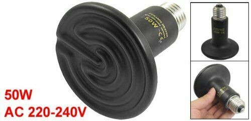 AC 220-240V 50W Ceramic Emitter Heater Pet Reptile Heat Lamp Bulb Black
