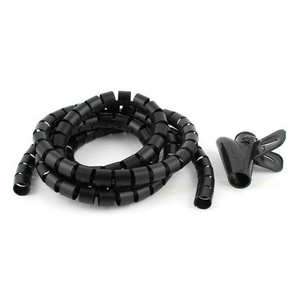 1.5 m x inner diameter 15 mm black spiral cable wrap organizer cable clip w