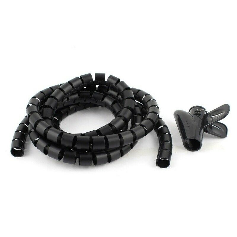 1.5 m x inner diameter 15 mm black spiral cable wrap organizer cable clip w