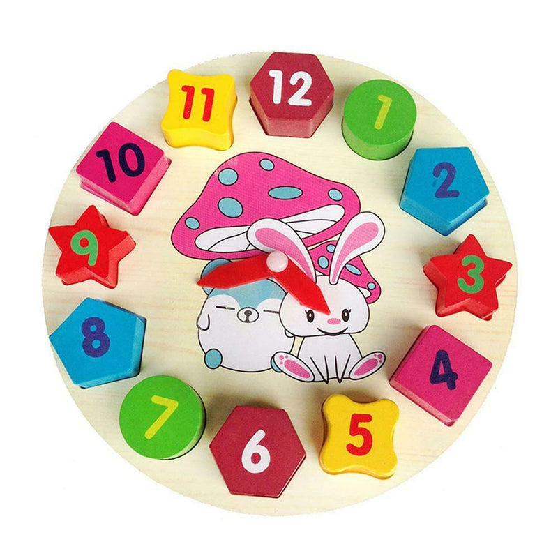 Wooden Rabbit Clock Building Blocks Digital Alarm Clock Toys Children Gifts