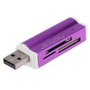 USB2.0 4 in 1 Multi Memory Card Reader for SD/SDHC/Mini SD/MMC/TF (Purple)
