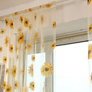 Slot Top Voile Curtain Panel Net Sunflower Printed Sheer Tulle Drape Yellow