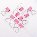100Pcs Pink Clip Heart Hollow Out Metal Binder Clips Notes Letter Paper Cli