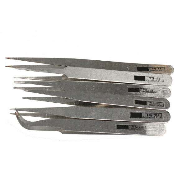 6pcs Industrial Tweezer Maintenance Repair Tool Kit TS10-15