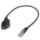 Dual 3.5mm Audio Jack to RJ9 Plug 25cm PC Headset Telephone Cable Headset O1L4