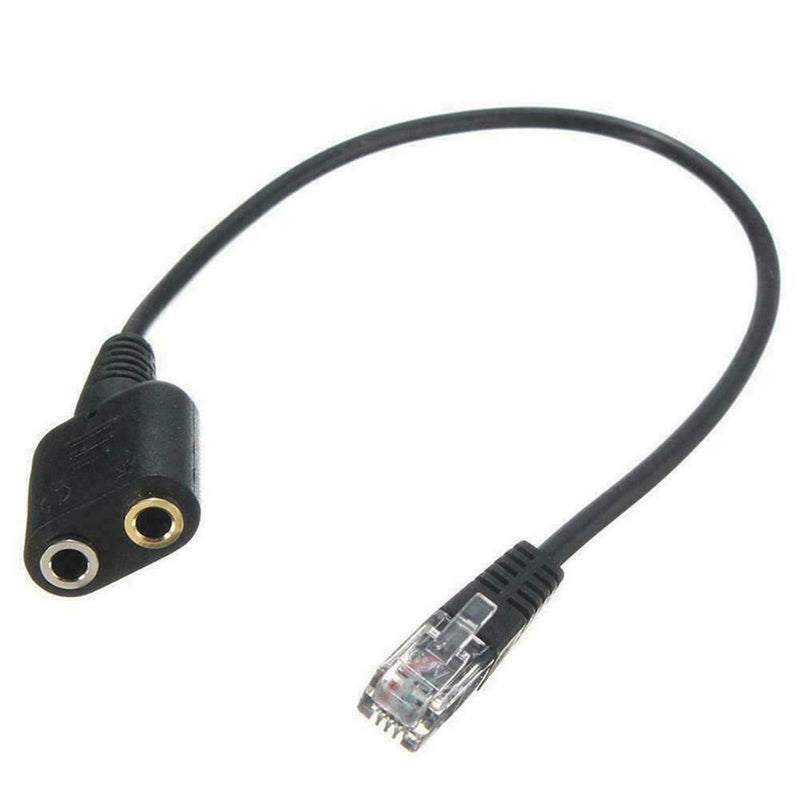Dual 3.5mm Audio Jack to RJ9 Plug 25cm PC Headset Telephone Cable Headset O1L4