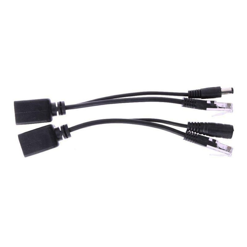 Power Over Ethernet PoE Adapter Injector + Splitter Kit PoE Cable Black