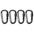 4pcs D-shape 30KN Heavy Duty Carbon Steel Screw Locking Climbing Carabiner