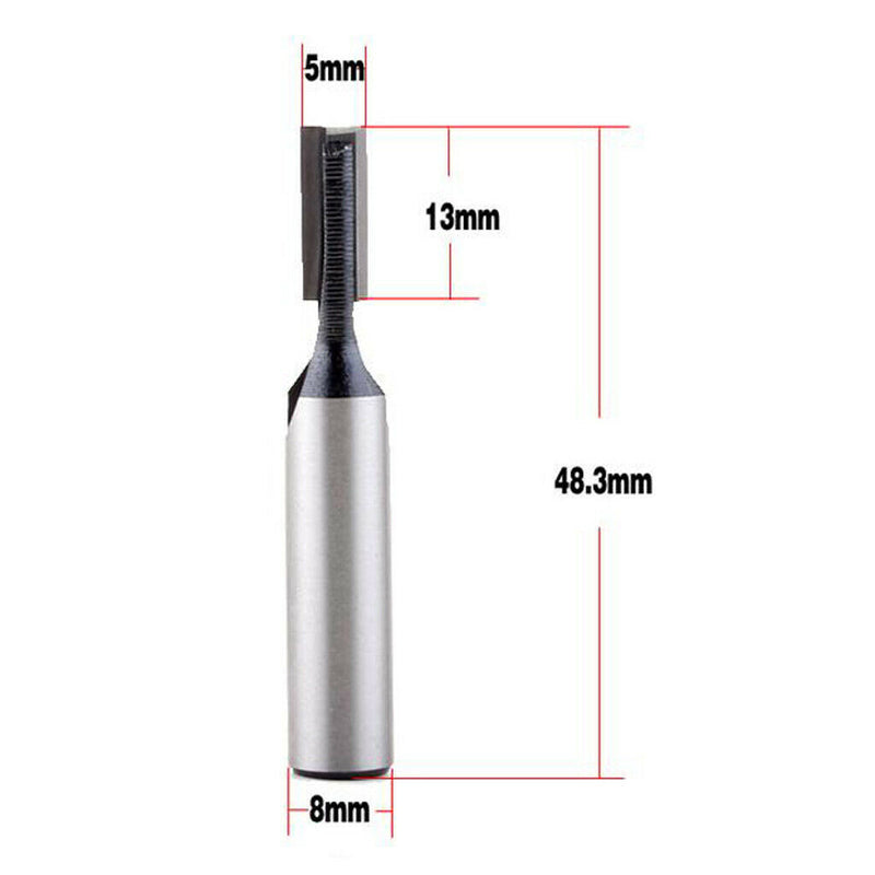 2pcs Carbide Tipped Cleaning Bottom Router Bit Cutter 5mm 10mm Cutting Dia, 8mm