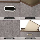 Large Gray with Lid Folding Storage Box Linen Fabric Foldable with Lid Stor