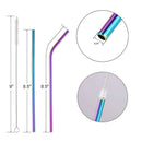 Multicolor Colorful Stainless Steel Straws 8.5 Inch Rainbow Metal Drinking  C7I2