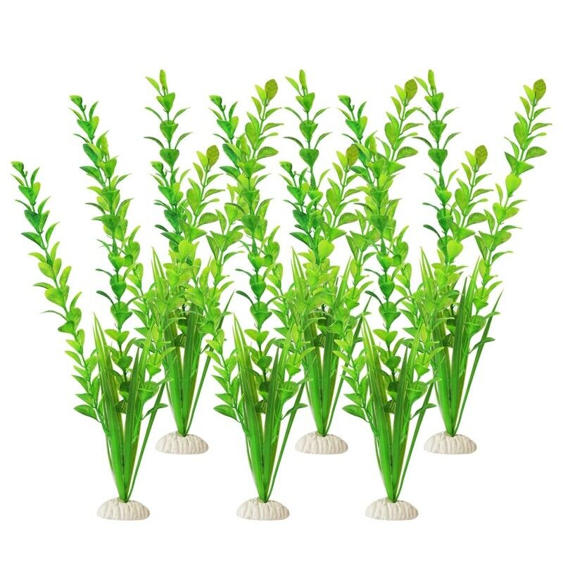 Fish Tank Decoration 6Pcs/Bag,12inch High The Times Green Artificial Aquati
