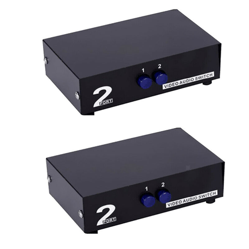 2 Pairs 2-Way AV Switch RCA Switcher 2 In 1 Out Composite Video L/R Audio