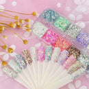 Mixed Hexagon Nail Dust Sets Glitter Mermaid Sequin Gel Decoration 12 Colors