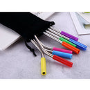 10Pcs Reusable with Silicone Tips Cleaning Brush Stainless Steel Straws