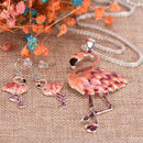Pendant Flamingo Necklace Earrings Set choker Fashion Women Ladies Jewelry S Kw