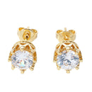 Chic New Retro Classical Crystal Crown Earrings Jewelry Gift Golden A