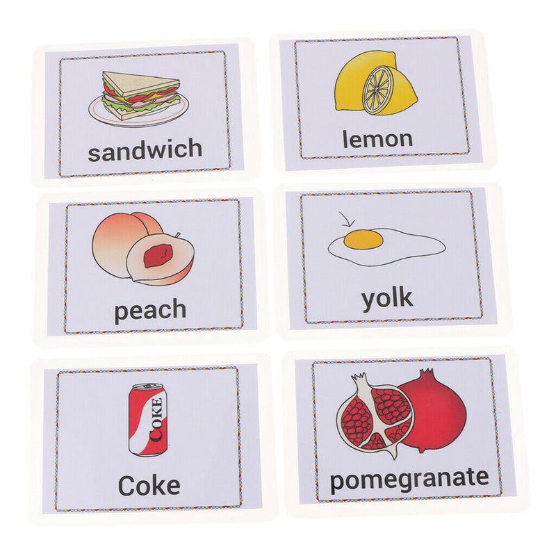 80Pcs English Sight Word Flash Cards Food Pictures for Kids Early Education=