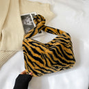 Animal Pattern Shoulder Underarm Bag Women Plush Top-handle Handbag (3)